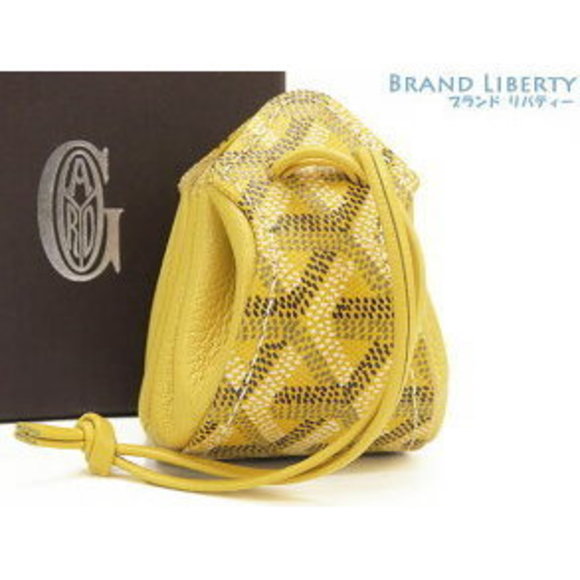 GOYARD Herringbone Bourse Drawstring Pouch Bag Case Keychain Yellow - Picture 1 of 9